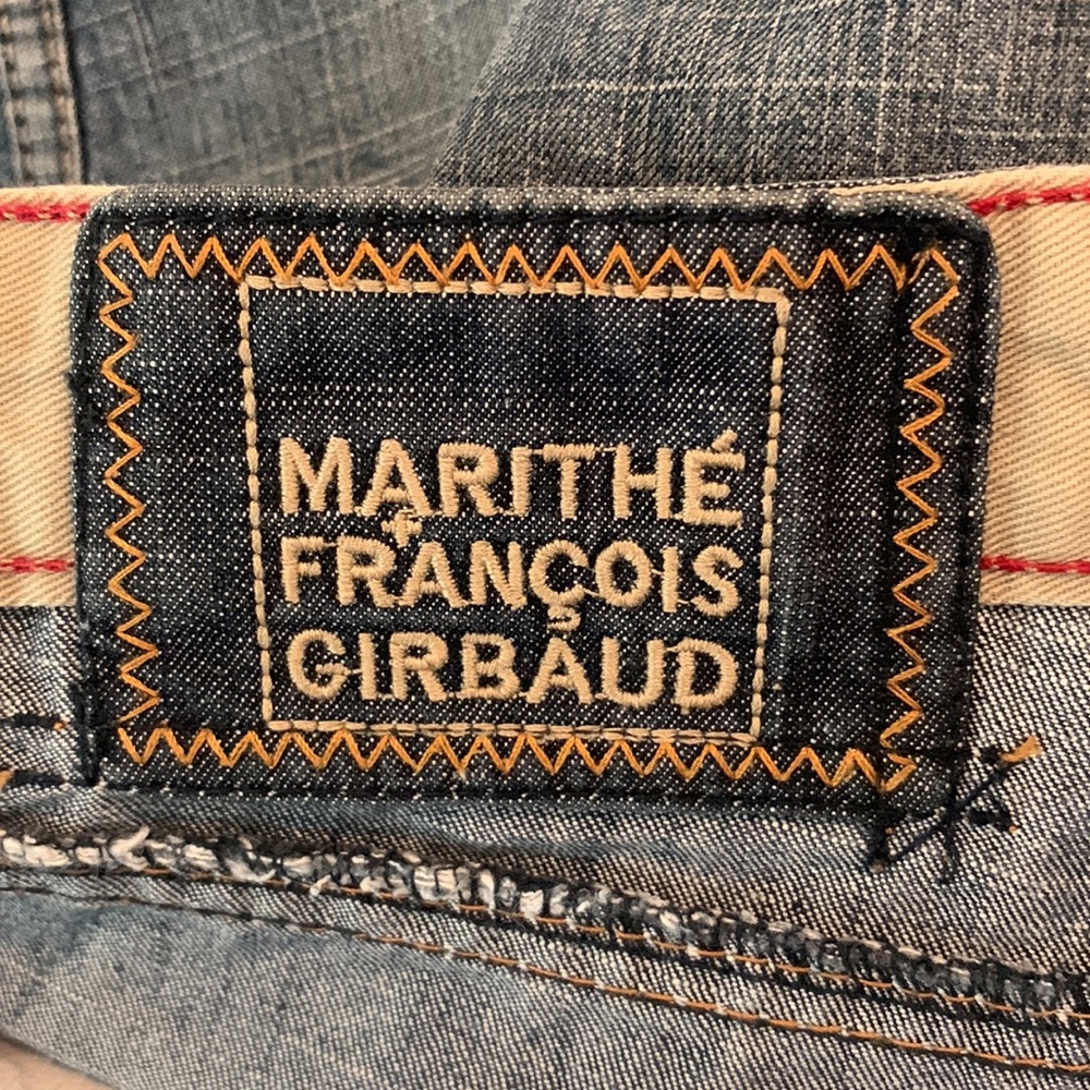 Marithé + François Girbaud jeans vintage medium rinse wash cargo pocket velcro